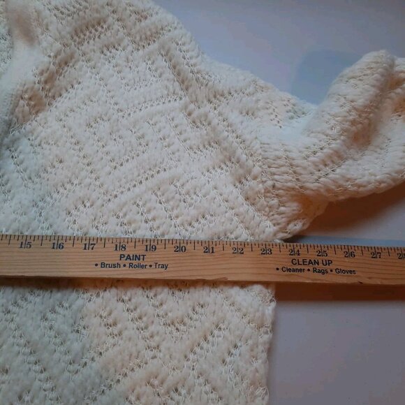 Eileen Fisher Cardigan Sweater Medium Ivory Baby Alpaca Chunky Knit Longline - Picture 8 of 9